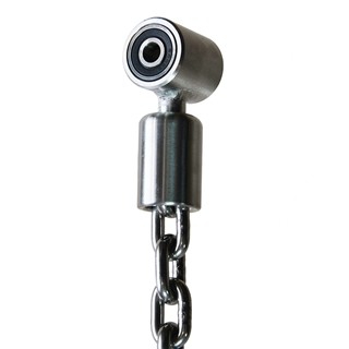 Swing slings, with double bearings, made of stainless steel guarantees a quiet mechanism operation. Beside the horizontal movement it allows as well for the circular movement to avoid twisting of the chain. 